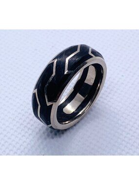 David Yurman 18K White Gold Forged Carbon Band Size 9